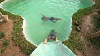 Survival Build Underground Swimming Pool with Water Slide by Skills