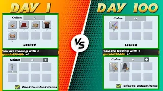 DOING FAN CHALLENGE DAY 1 VS DAY 100 GET FIRST VIP SWORD IN BLOCKMAN GO SKY ISLAND AND PLEASE LIKE 👍
