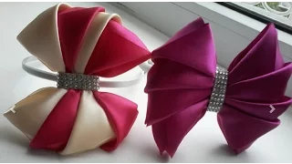 DIY Как сделать очень нарядный бант из атласной ленты/Very elegant bow of satin ribbon