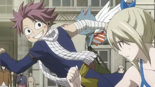 Natsu heads with Lucy to find everyone in the guild