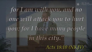 Don't Be Afraid to Share the Gospel; Acts 18:1-11. By Mike Hixson. 9-15-19 PM Service.