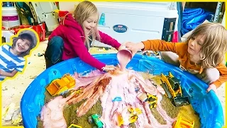 🌋Toy Trucks Make MASSiVE Volcano🌋