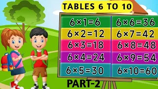 Tables 6 to 10 For Kids | Multiplication Tables From 6 to 10 In English |Tables Song #tables-part -2