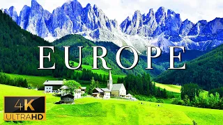 FLYING OVER EUROPE (4K UHD) - Nature Scenic Relaxation Film With Piano Music (4K Video Ultra HD)