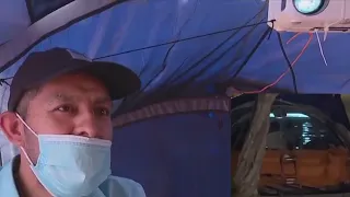 Homeless Hollywood man with TV projector defends fancy tent setup