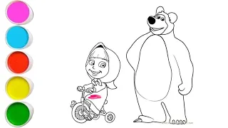 Draw Masha & The Bear 👧🏻🐻🌈 Coloring For Kids & Toddlers   Kids Colour & Art 🎨