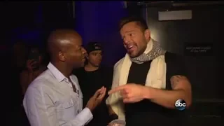 (Interview) Ricky Martin backstage at Maluma's concert in LA at The Forum.