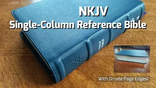 NKJV Single-Column Reference Bible (Blue Genuine Leather)