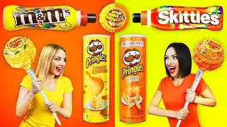 DESAFIO DE CORES: AMARELO VS LARANJA || A última a parar de comer ganha! Pegadinhas do RATATA!