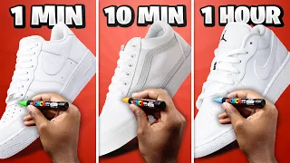 Customizing Shoes in 1 Minute, 10 Minutes, & 1 Hour - Challenge