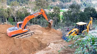Big Excavators making road on mountain | Road construction video | Bulldozer working together | JCB