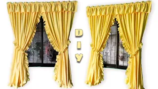 A Simple Ruffled Curtain In Yellow | How To Make A Simple Curtain | Full Tutorial For Beginners