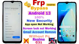 Realme C31 FRP Bypass Android 13| New Solution | Realme (RMX3501) Gmail id Bypass Without Pc 2024