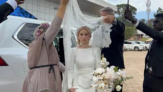 Glamour as Marlena’s father walks her down the aisle to get married to Robert Kayanja Jr.