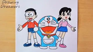 How To Draw Nobita Doraemon Shizuka Drawing Step By Step || Colour Drawing