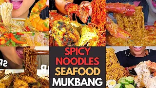 😌🍜🌶️ ASMR Spicy Noodles & Seafood Mukbang |Spicy Seafood Combo | MUKBANG COMPILATION🌶️🍤🔥