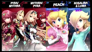 Super Smash Bros Ultimate Amiibo Fights  – Pyra & Mythra #139 Pyra & Mythra vs Peach & Rosalina