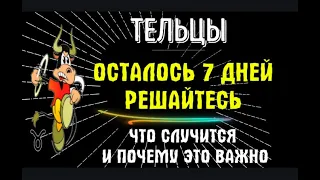 ♉ТЕЛЬЦЫ ОСТАЛОСЬ 7 ДНЕЙ РЕШАЙТЕСЬ! ОТКЛАДЫВАТЬ БОЛЬШЕ НЕЛЬЗЯ!