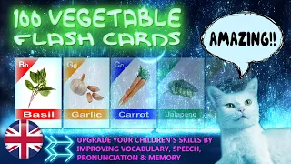 100 A - Z VEGETABLE VOCABULARY FLASH CARDS FOR KIDS & ADULTS (BRITISH ENGLISH) | #mowmowedutainment