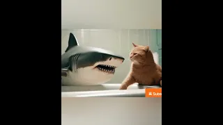 ginger cat  playing with baby shark just dance 🐱 #catmemes #cat #funny #shorts #fyp