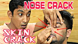 First Time Nose Crack Experience | skin crack  lovely Head Massage By Master Of Skin Craking