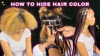 How To HIDE YOUR HAIR COLOR in Box Braids | Detailed "Tucking" Tutorial ft. Outre Hair