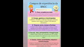 Campos de Experiência da Educação Infantil conforme a BNCC