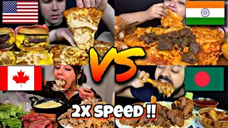 Different Mukbangers Vs Food 🇮🇳🇺🇲🇨🇦2x speed!ASMR fast motion satisfying Eating #mukbang #asmr #food