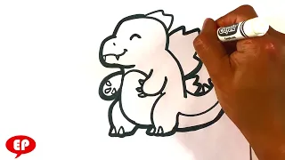 How to Draw Cute Godzilla - Easy Pictures to Draw