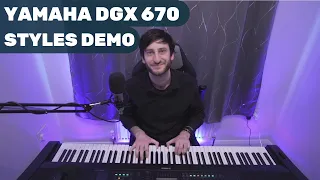 Yamaha DGX-670 - STYLE function demo - sounds played and explained - Arranger function explained.