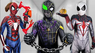 TEAM SPIDER-MAN Nerf War vs BAD GUY TEAM | Venom HERO In Danger , SAVE THEM ( Live Action )