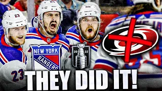 NEW YORK RANGERS TO THE CONFERENCE FINALS—CAROLINA HURRICANES LOSE GAME 7, 2022 Stanley Cup Playoffs