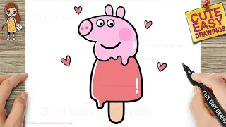 How to Draw Cute Ice Cream Peppa Pig Candy Easy for Kids