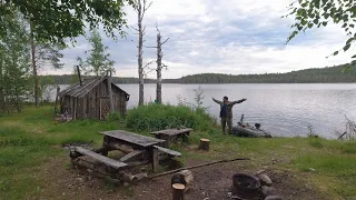 ИЗБА ДЕДА НА ДИКОМ ОЗЕРЕ. ИЗБУШКА НА ОСТРОВЕ. ПОХОД НА ТАЁЖНОЕ ОЗЕРО. РЫБАЛКА НА ДИКИХ ОЗЁРАХ.