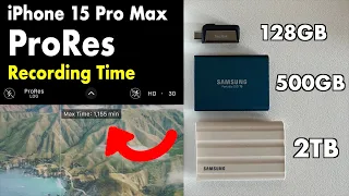 iPhone 15 Pro Max ProRes Recording Time External Storage Demo