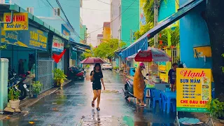 Rain Walk in Vietnamese Neighborhood - Da Nang City at Rainy Day 🌧🌧