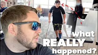 FINALLY seeing my son's broken foot.. (& his story of HOW he broke it)