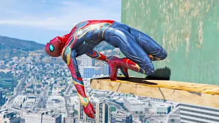 GTA 5 Iron Spiderman Falling off Highest Buildings - Episode 10 (Euphoria Ragdolls)