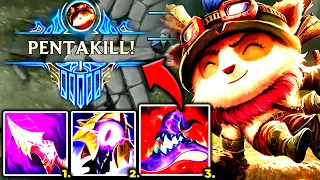 TEEMO TOP CAN LITERALLY 1V5 THE FULL ENEMY TEAM (PENTA KILL) - S13 Teemo TOP Gameplay Guide