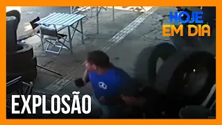 Explosão de máquina em borracharia deixa uma pessoa ferida em Goiânia