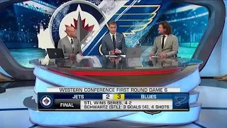 NHL Tonight:  Blues move on:  Schwartz records a hatty to help the Blues win series  Apr 20,  2019