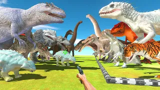 FPS Avatar Rescues Indominus Rex Team and Fight Giganotosaurus Team - Animal Revolt Battle Simulator