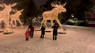 25 December 2020, First snow in Stockholm city winter 2020/2021 in 4K