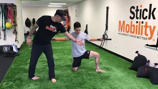 Groin & Rib Cage Opener Adductor Stretch with Hip and T-spine Mobilization - Stick Mobility Exercise