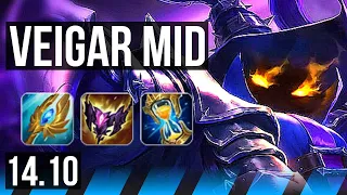 VEIGAR vs AKALI (MID) | 57k DMG, 6 solo kills, Legendary | TR Master | 14.10