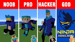 Minecraft: NOOB vs PRO vs HACKER vs GOD: Tyler "NINJA" Blevins Build Challenge in Minecraft
