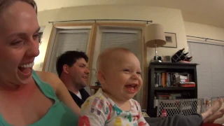 Baby laughing hysterically at boom boom keys