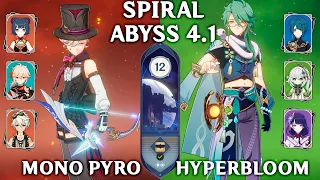 Spiral Abyss 4.1 Floor 12 9 Stars. c0 Lyney Mono Pyro and c0 Baizhu Hyperbloom. Genshin Impact 4.1