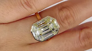 Internally Flawless GIA 3.24ct EMERALD Pie-Cut "Illusion" Diamond Ring