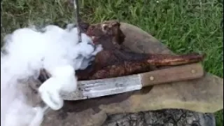 Primitive Survival: Cooking A 2lb Tomahawk Steak On A Rock!?!